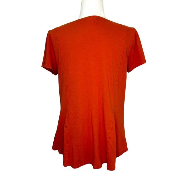 J. Jill Burnt Orange Short Sleeve A-Line Stretch Swing Top - Picture 4 of 7